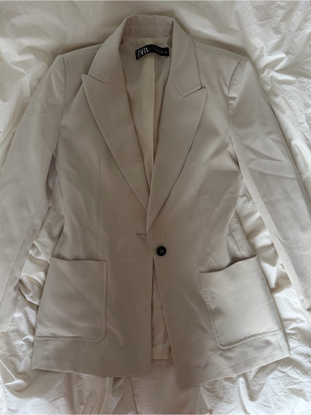 ZARA Cream Single-Button Tailored Blazer